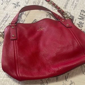 Red Pebble Leather Kate Spade Handbag